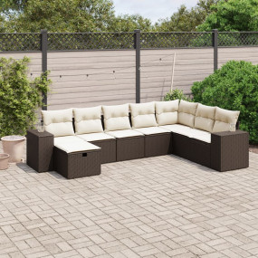 Garden Sofa Set Brown Poly Rattan, Steel Large Modular