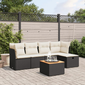 Garden Sofa Set Black, Cream White Poly Rattan Large Du...