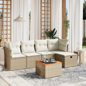 Garden Sofa Set Beige PE Rattan Moderate Modular