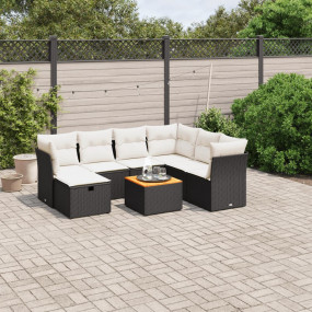 Garden Sofa Set Black, Cream White PE Rattan Large Modu...