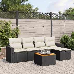 Garden Sofa Set Black PE rattan 6 Piece Set Modular