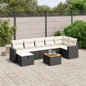 Garden Sofa Set Black and Cream White