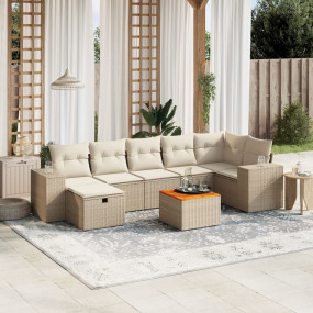 Garden Sofa Set Beige PE rattan 8 Piece Set Modular