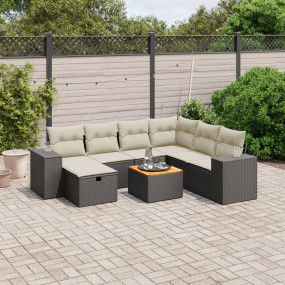 Garden Sofa Set Black Poly Rattan Large Modular Garden ...