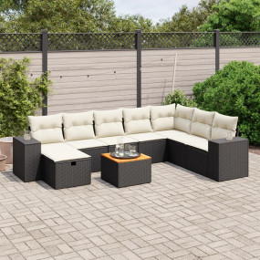 Garden Sofa Set Black and Cream White