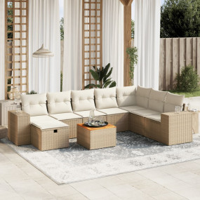 Garden Sofa Set Beige Poly Rattan Large Modular Garden ...
