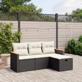 Garden Sofa Set Black PE Rattan Modular UV-resistant ma...