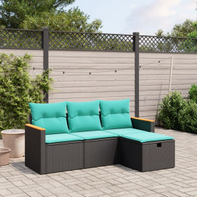 Garden Sofa Set Black, Blue