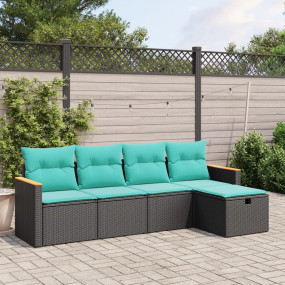 Garden Sofa Set Black, Blue