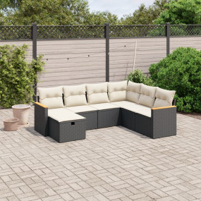Garden Sofa Set Black and Cream White