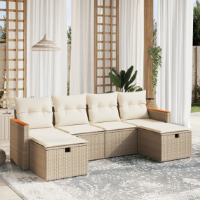 Outdoor Sofa Set Beige and Cream White