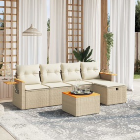 Garden Sofa Set Beige PE Rattan Large Modular Garden So...