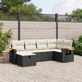 Garden Sofa Set Black and Cream White