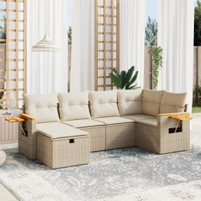 Garden Sofa Set Beige PE rattan 6 Piece Set Modular