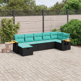 Garden Sofa Set Black, Blue