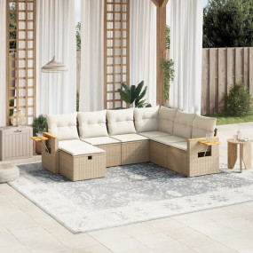 Garden Sofa Set Beige PE rattan, powder-coated steel, f...