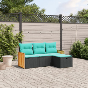 Garden Sofa Set Black, Blue