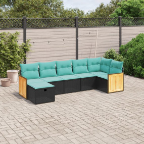 Garden Sofa Set Black and Blue