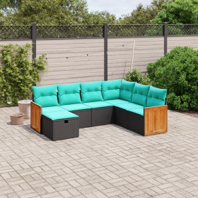 Garden Sofa Set Black, Blue