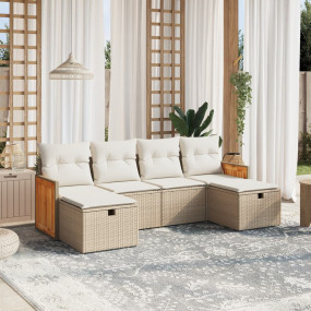 Garden Sofa Set Beige PE Rattan Sofa set for outdoor Mo...