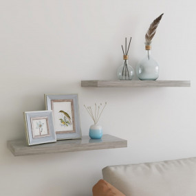Wall Shelf Set of 2 Concrete grey Honeycomb MDF, metal