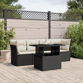 Garden Sofa Set Black and Cream White