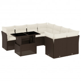 Garden Sofa Set Brown PE Rattan 9 Piece Set Adjustable ...