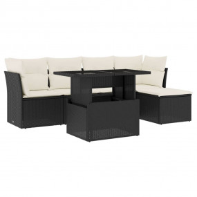 Garden Sofa Set Black, Cream White PE rattan, Powder-co...
