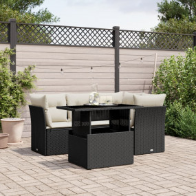 Garden Sofa Set Black frame and cream white cushions