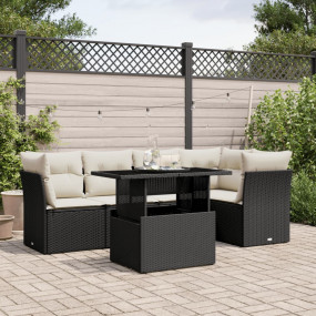Garden Sofa Set Black, Cream White PE Rattan Large Modu...