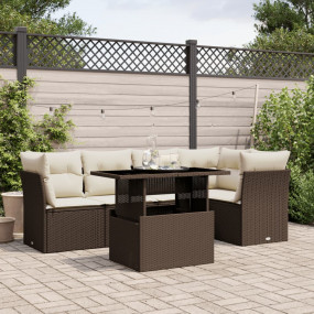 Garden Sofa Set Brown PE Rattan Medium Modular Garden S...