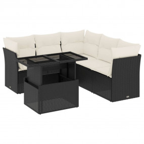 Garden Sofa Set Black PE Rattan Large Modular Garden So...