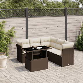 Garden Sofa Set Brown and Cream White