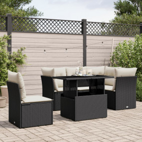Garden Sofa Set Black, Cream white