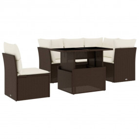 Garden Sofa Set Brown PE rattan 6 Piece Modular Garden ...