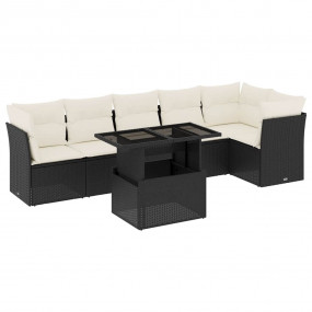 Garden Sofa Set Black, Cream white