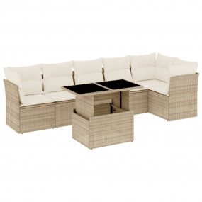 Garden Sofa Set Beige Poly Rattan Medium Modular