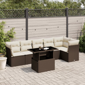 Garden Sofa Set Brown, Cream white