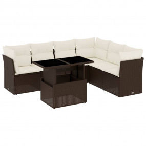 Garden Sofa Set Brown, Cream White