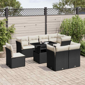 Garden Sofa Set Black and Cream White