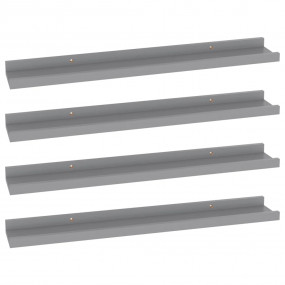 Wall Shelf Set of 4 Grey MDF 23.6 x 3.5 x 1.2 in Stylis...