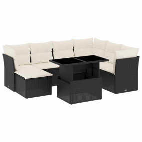 Garden Sofa Set Black and Cream White