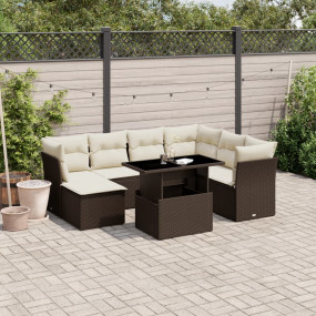 Garden Sofa Set Brown, Cream white