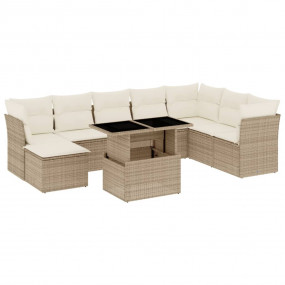 Garden Sofa Set Beige PE rattan Large Modular Garden So...