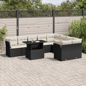 Garden Sofa Set Black PE Rattan Large Modular Garden So...