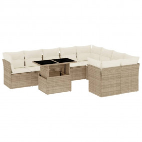 Garden Sofa Set Beige PE rattan Large Modular Garden So...