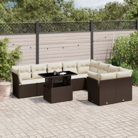 Garden Sofa Set Brown, Cream White