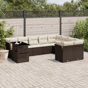 Garden Sofa Set Brown and Cream White