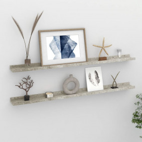 Wall Shelf Set of 2 Concrete Grey MDF 39.4 x 3.5 x 1.2 ...