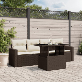 Garden Sofa Set Brown PE rattan 5 Piece Modular Garden ...